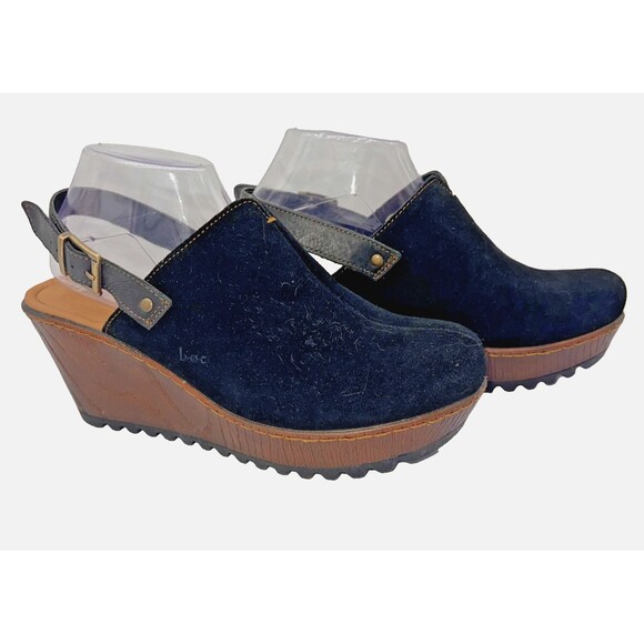 BOC Women's Size 10 M Suede Leather Black Closed Toe Wedge Clogs Sandals - Picture 5 of 7